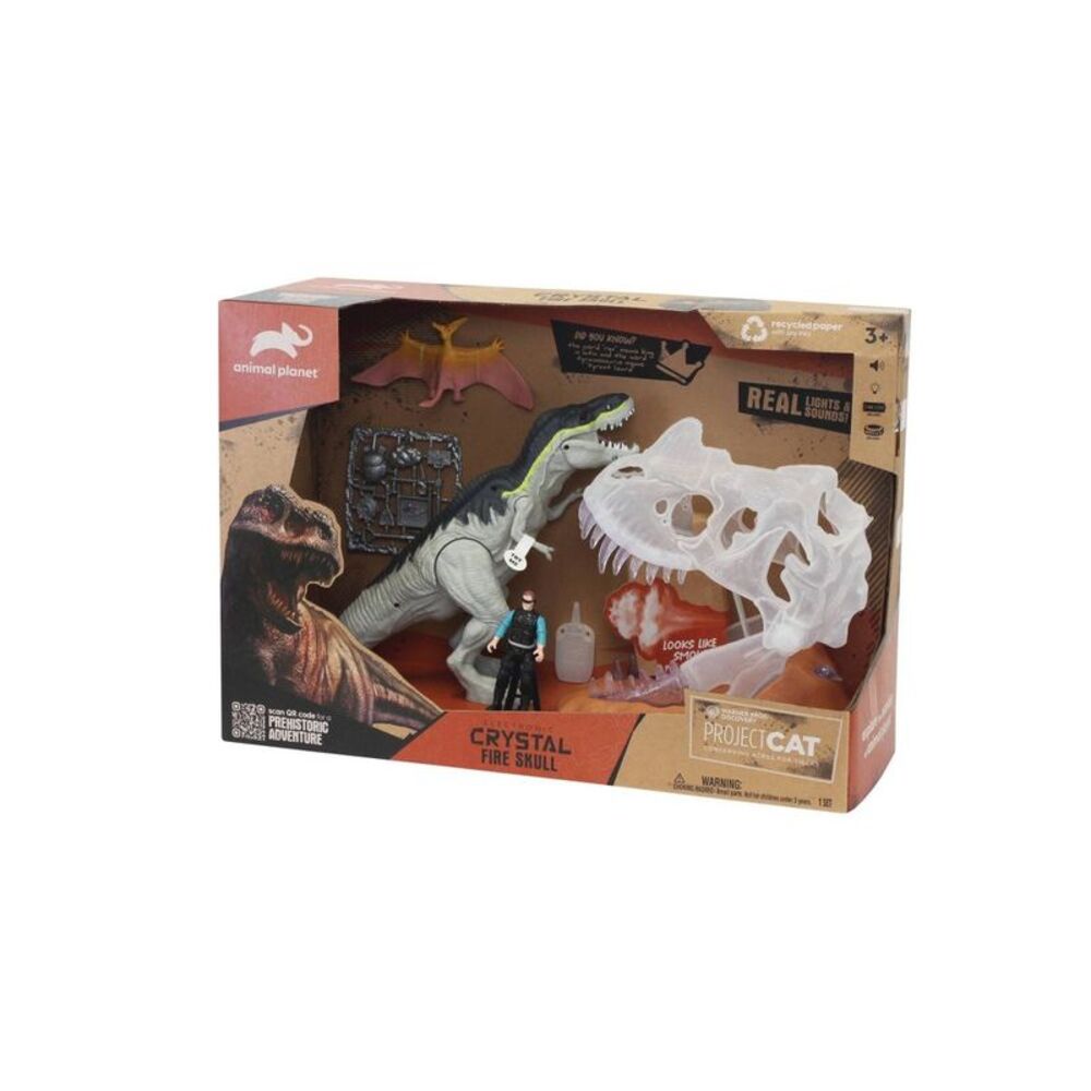 Animal Planet -  Crystal Fire Skull Dino Playset Ligh Gray